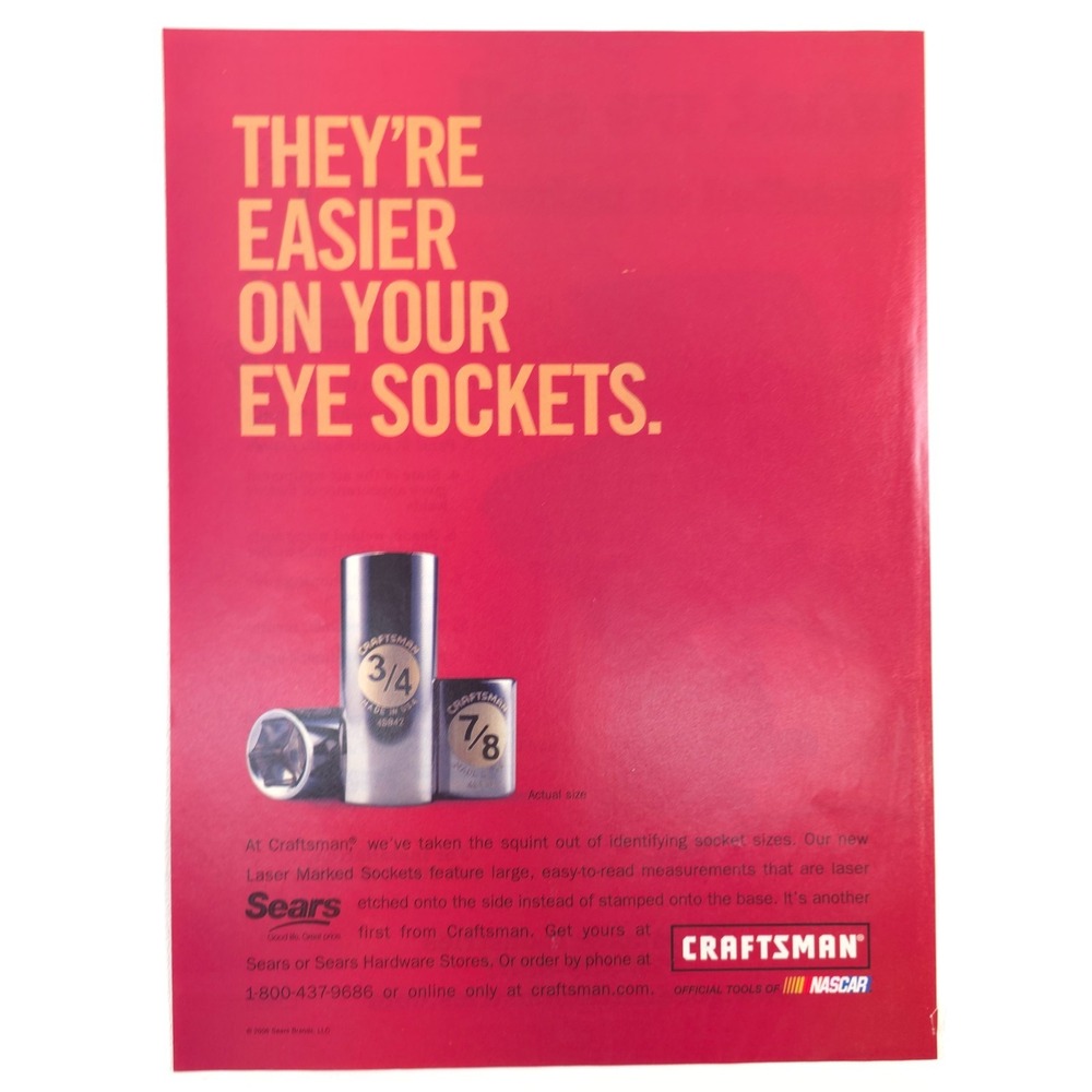 Craftsman Socket Tools Print Ad Laser Promotional Garage Wall Art Decor 2006